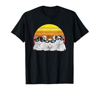 Vintage Style Cat Sunglasses Retro Cat Lover Gift T-Shirt