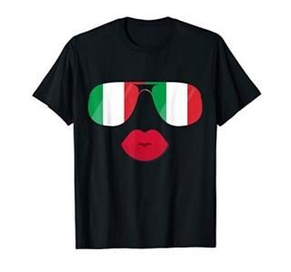 Flag Italia Sunglasses Lips T-Shirt Italian Flags Italy Tee