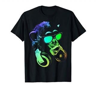 Monkey Chimp With Sunglasses And Headphones T-Shirt
