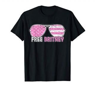 Free Britney Sunglasses Vintage Style Pink American Flag USA T-Shirt
