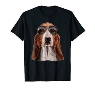 Basset Hound Dog Wearing Swag Aviator Sunglass T-Shirt