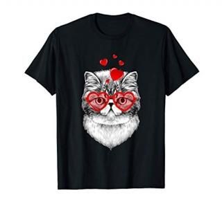 Funny Cat Sunglasses Heart Funny Cute Kitten Valentine Gift T-Shirt