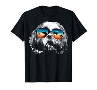 SHITZU Shirts With Glasses Sunglasses Retro Style T-Shirt