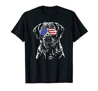 Proud Chesapeake Bay Retriever American Flag sunglasses dog T-Shirt