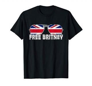 Free Britney UK Flag Sunglasses Vintage Pop Retro Style Fun T-Shirt