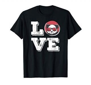 Love Panda Bear Illustration Cool Sunglasses Distressed T-Shirt