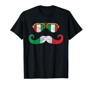 Flag Italy Sunglasses Mustache Italian Flags Gift T-Shirt