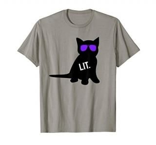 Funny Saying We Lit Kitty Cat Sunglasses T-Shirt