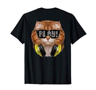 DJ Orange Cat wearing Retro Sunglass and Headphone T-Shirt