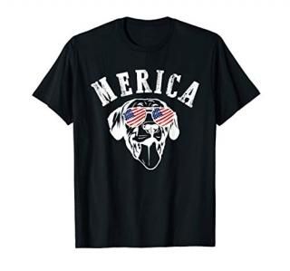 Merica Dog Sunglasses Fourth of July USA Flag Memorial Day T-Shirt