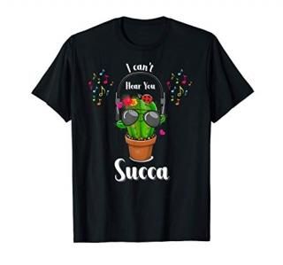 Dj Cactus With Headphones And Sunglasses Succulent Plant T-Shirt