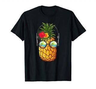 Dj Pineapple With Headphones Sunglasses T-Shirt