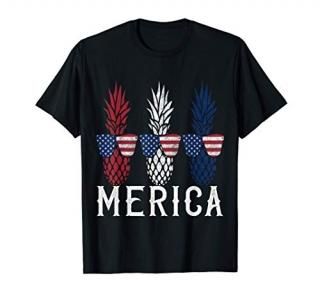 Patriotic Pineapple Sunglasses USA American Flag 4th of July T-Shirt
