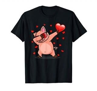 Dabbing Pig Sunglasses Valentine's Day Farm Lover Boys Girls T-Shirt