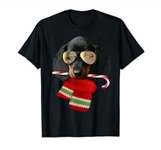 Dachshund shirt Cute Christmas Gift Dog Lovers Sunglasses T-Shirt