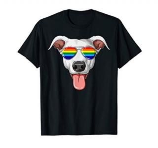 Greyhound Gay Pride Flag LGBT Rainbow Sunglasses Greyhound T-Shirt