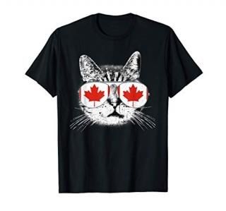 Canada Flag Canadian Cat Sunglasses Funny Mens Womens Gift T-Shirt