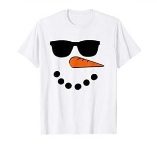 Snowman Face Christmas Funny Santa Claus Sunglass Cool T-Shirt