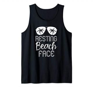 Funny Resting Beach Face Summer Tank Top with sunglasses Tank Top