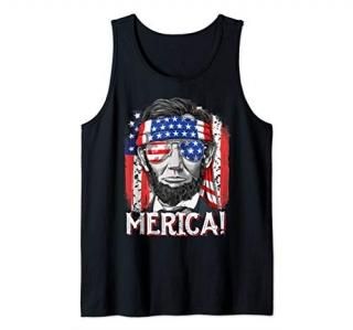 Lincoln 4th of July Shirts Men Women Merica American Flag Tank Top