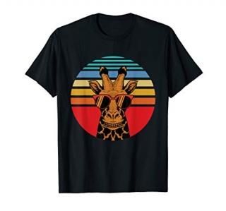 Giraffe Sunglasses Sunset Africa Zoo keeper Vintage Gift T-Shirt