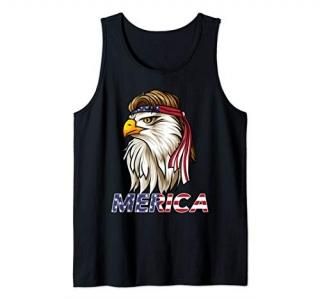 Bald Eagle Shirt American Sunglasses Mullet USA 4th of July Tank Top