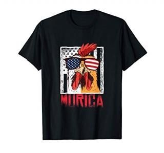 Merica Sunglasses Cock Funny Rooster Murica T-Shirt