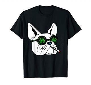 Dog Sunglasses Smoking 420 Cool Gift Weed Cannabis Marijuana T-Shirt