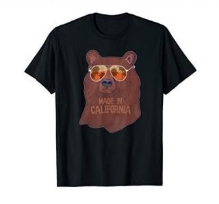 Made In California Bear With Sunglasses Cali Palm Trees Cool T-Shirt