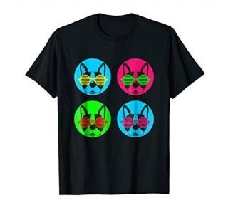 Boston Terrier Sunglasses Neon Party Dog Love T-Shirt