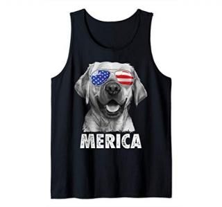 Labrador 4th of July Merica Sunglasses Men USA American Flag Tank Top