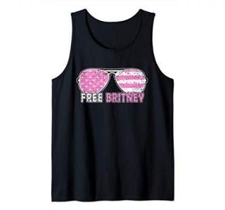 Free Britney Sunglasses Vintage Style Pink American Flag USA Tank Top