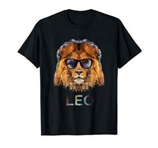 Leo Zodiac Lion With Cool Sunglasses Birthday T-Shirt