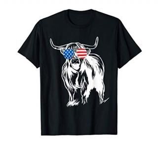 Cow with America Flag Sunglasses - America Milk Cows T-Shirt