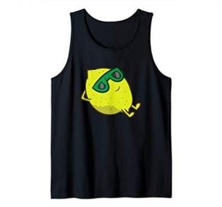 Cute Lemon Summer Fruit Sunglasses On Lemon Tank Top