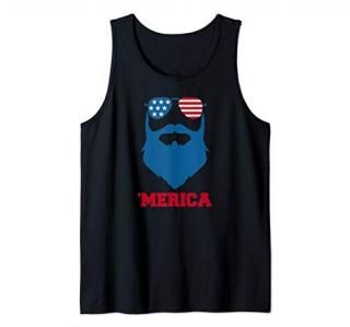 Merica Patriotic Beard Face With Sunglasses USA For Patriots Tank Top
