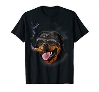 T-Shirt Rottweiler with Cigar Wearing Aviator Sunglass Dog