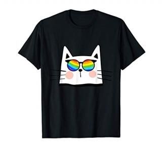 Cat Wearing Rainbow Sunglasses Meme LGBT Gay Pride Cat T-Shirt