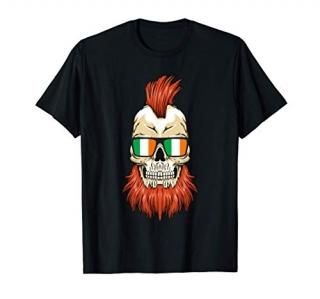 Irish Skull with Sunglasses and Red Beard Boxing T-Shirt