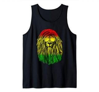Rasta Lion in Sunglasses - Reggae Rastafari Dreadlock Lion Tank Top