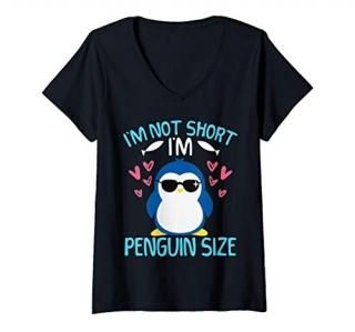 Womens I'm Not Short I'm Penguin Size Sunglasses Penguins Flippers V-Neck T-Shir