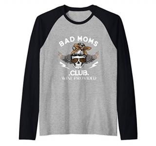 Bad Moms Club Shirt Skull Leopard Sunglasses Momlife Gift Raglan Baseball Tee