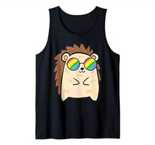 Hedgehog in Rainbow Sunglasses Gay Pride Cute LGBT Tank Top