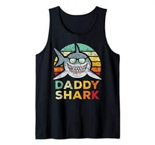 Distressed Daddy shark Sunglasses Tank Top