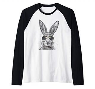 Bunny Rabbit Portrait In Police Sunglasses T-Shirt Raglan Baseball Tee