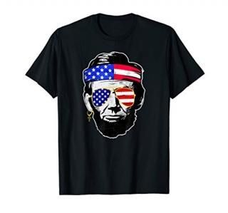 Funny Abe Lincoln 4th Of July American Flag Sunglasses T-Shirt