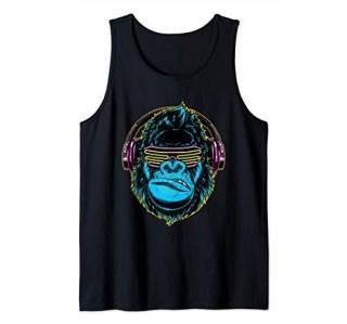 Dj Gorilla Sunglasses Headphones Music Tank Top