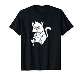 Funny Cat Wearing Sunglasses Playing Oboe T-Shirt