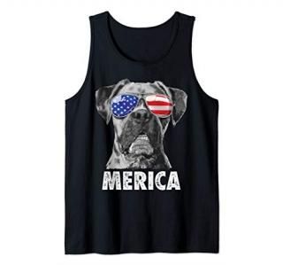 Boxer 4th of July Merica Sunglasses Men USA American Flag Tank Top