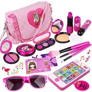 Kids Makeup Kit - Girl Pretend Play Makeup & My First Purse Toy for Toddler Gift